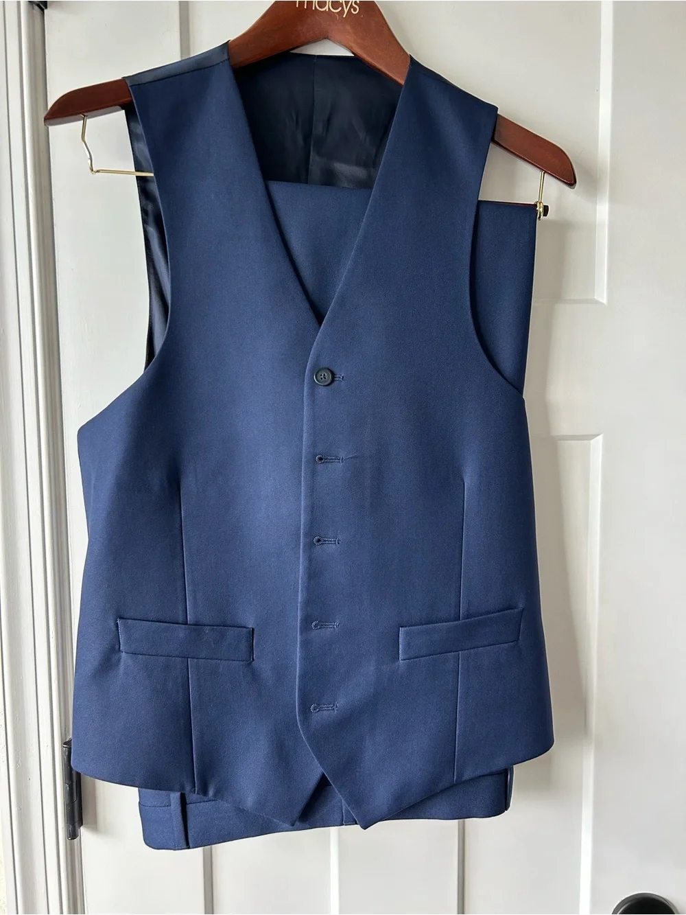 Men's 38R Navy Blue 3-Piece Suit - Classic Two-Button